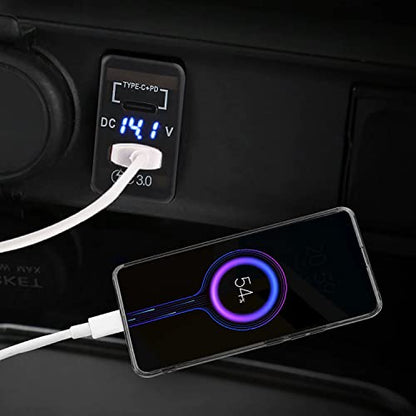 Quick Charge 3.0 & PD USB C Dual USB Port Charger Socket Power Adapter for Toyota - color: PQ & QC 3.0 - 1.57*0.87 inch