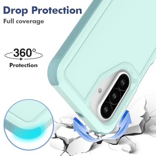 for Samsung Galaxy A17 Case: Dual Layer Protective Heavy Duty Cell Phone Cover Shockproof Rugged with HD Screen Protector - Military Protection Bumper Tough for Samsung Galaxy A17 5G 2026, Mint Green - color: Mint Green (PC) + Mint Green (TPU)