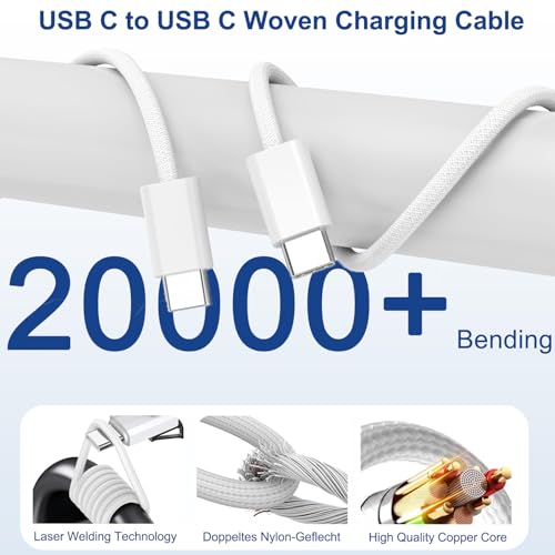 iPhone 17 16 15 Pro Max Charger Fast Charging 3Pack 20W Apple Fast Charger - color: Woven, size: 3Pack 3FT