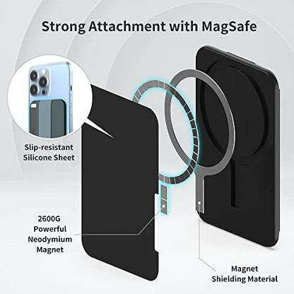 Sinjimoru Magnetic Wallet with Soft Wool Band Grip for MagSafe, Blue Grey - color: Blue Grey