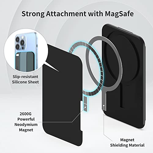 Sinjimoru Magnetic Wallet with Soft Wool Band Grip for MagSafe, Black - color: Black