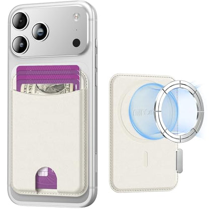 Miroddi for MagSafe Wallet, 4 Cards Holder, Stronger Magnetic Phone Wallet - color: White