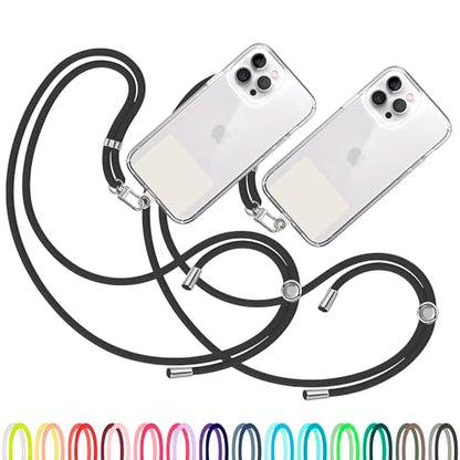 TBOC 2X Cell Phone Lanyard [Black] - Comfortable Universal Smartphone Lanyard - Easy to Use Neck Phone Holder [White Ice Patch] - Adjustable Length Phone Strap Crossbody - Fits All Mobile Phones - color: Black