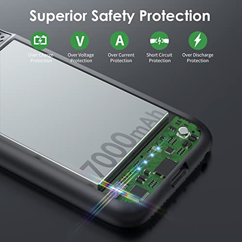 Pxwaxpy Battery Case for iPhone 6/6s/7/8/SE(2022/2020)(6.1 Inch), Upgraded Ultra-Slim 7000mAh Portable Extended Battery Pack for iPhone 8, iPhone 7, iPhone 6/6s, iPhone SE Charging Case (Black)