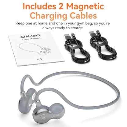OHAYO Open Ear Headphones, Bluetooth 6.0 Air Conduction Sports Earbuds, 19g - color: Gray
