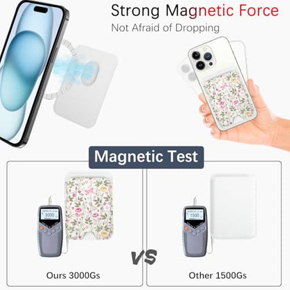 for MagSafe Wallet,Magnetic Card Holder for Phone Case - color: Butterfly Flowers