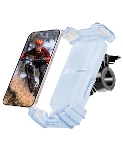 Bicycle Cell Phone Holder,Handlebar Motorcyle Bike Phone Holder,Handlebar Phone Clamp,1s Lock & Ultra-Stable,Silicone Wrapped Phone Mount,Phone Stand for E-Bike,Scooter,Stroller,ATV - color: Blue