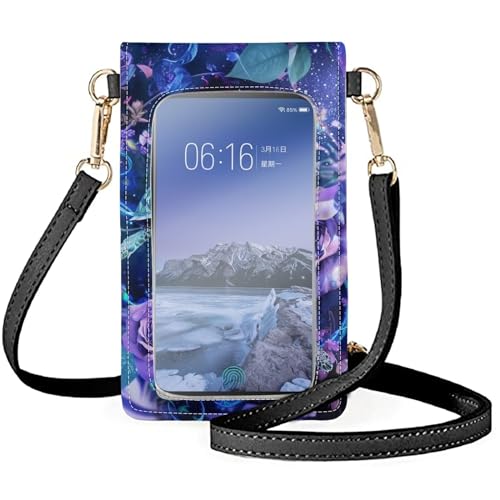 WELLFLYHOM Mini Touchscreen Crossbody Phone Bags for Women with Card Slots Shoulder Bag Purse Leather - color: 1 Sea Turtle