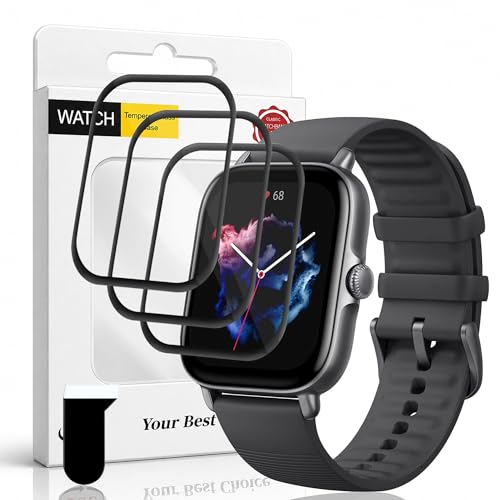 3 Pack for Amazfit GTS 3 Screen Protector (no glass), Self-Healing, 3D Full Screen Coverage Soft Film, Anti Scratch HD Clear Screen Protector for Amazfit GTS 3, Black - size: for Amazfit GTS 3