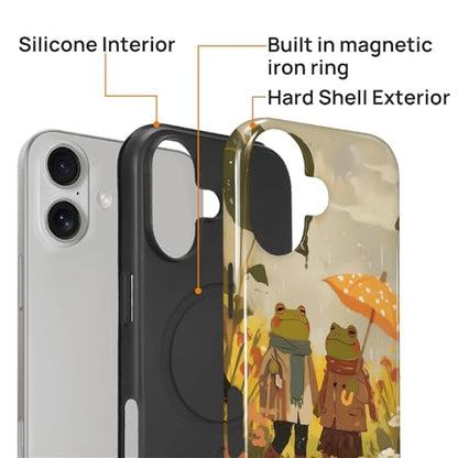 Magnetic for iPhone 17 Case,[Compatible with Magsafe] Dual Layer Protective Heavy Duty Shockproof Rugged Drop Protection Bumper Hybrid Case - Rain Frog and Toad - color: Rain Frog and Toad, size: iPhone 17