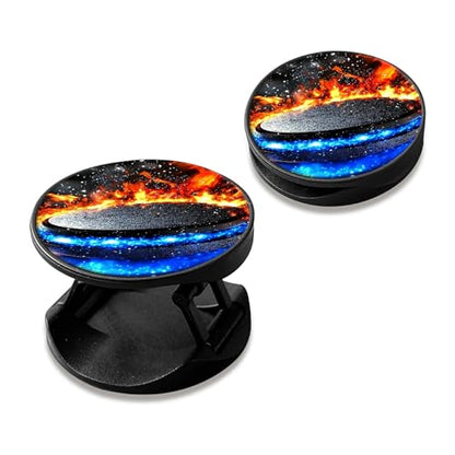 2 Pack Cell Phone Grip with Expanding Kickstand, Blue Red Flames - color: Blue Red Flames