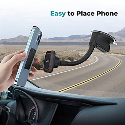APPS2Car Magnetic Phone Holder for Car, Dashboard Windshield Phone Holder Mount with Flexible Arm & Built-in Strong Magnets, Suction Cup Phone Holder for Car Compatible with All Smartphones - color: Black