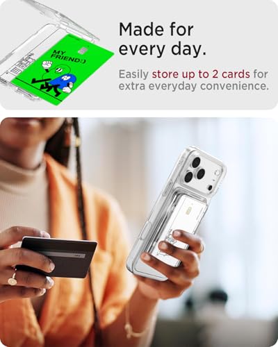 Miimall Clear for MagSafe Wallet with Stand, 2-Card Holder for iPhone 18/17/16/15/14 Pro Max Plus Air, Pixel 11/10 Series, Ultra Thin Slim Strong Magnetic Phone Wallet Stick for iPhone Transparent