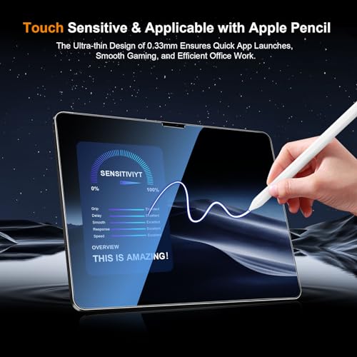 QHOHQ Screen Protector for iPad Pro 11 Inch M4 (2024) [with Camera Lens Protector], Full Coverage Tempered Glass, [Face ID & Apple Pencil Compatible], with Easy Installation Frame, HD Clear [2+2 Pack] - size: iPad Pro 11 Inch 2024