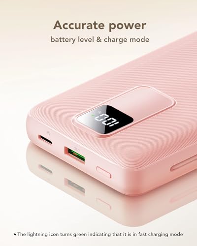 charmast 20000mAh Portable Charger with Built-in Cables and AC Wall Plug - color: dustpink