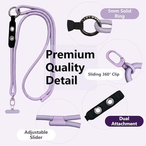 Adjustable Crossbody Phone Lanyard with Hanging Loops - color: Purple