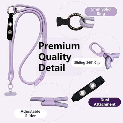 Adjustable Crossbody Phone Lanyard with Hanging Loops - color: Purple