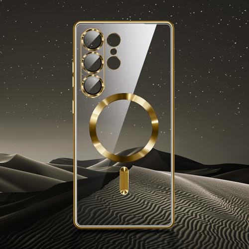 Compatible with Samsung Galaxy S25 Ultra Case（Only）.Magnetic Cover for S25 Ultra. Glossy Slim Thin Soft funda capa para for Galaxy S25 Ultra 6.9 inch.Compatible with MagSafe (Gold) - color: Gold