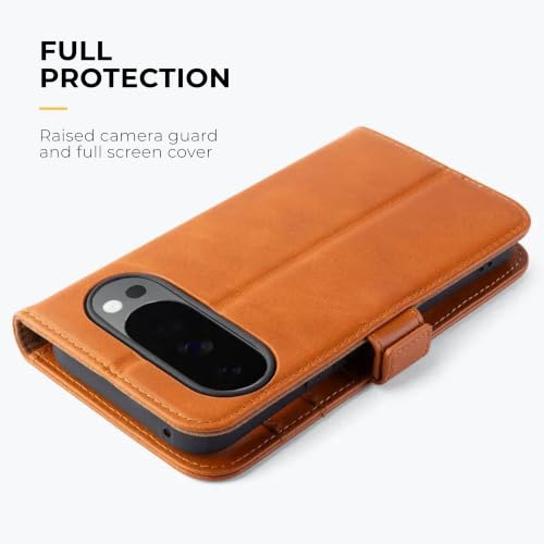 Snakehive Genuine Leather Wallet Case for Google Pixel 11 Pro XL – Flip Cover with Card Slots & Stand (Tan) - color: Tan