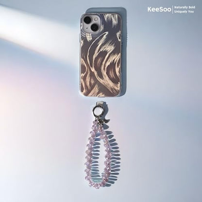 Pink Pure Shine Crystal Original Design Phone Charm with 2 Tether Tabs – Stylish, Durable, and Hands-Free Phone Chain – Compatible with iPhone, Samsung, Pixel & More - color: 05 Pink Pure Shine Crystal