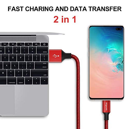 etguuds Long USB to USB C Cable, 12ft USB A to USB C Fast Charger 2-Pack - color: Red