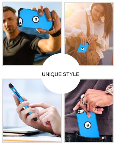BENTOBEN for iPhone SE 2022 Case and iPhone SE 2020 Case, Heavy Duty 3 in 1 Full Body Rugged Shockproof Hybrid Hard PC Soft Rubber Case for iPhone SE 3rd/2nd Gen, Doder Blue/Black Design - color: Black/Doder Blue