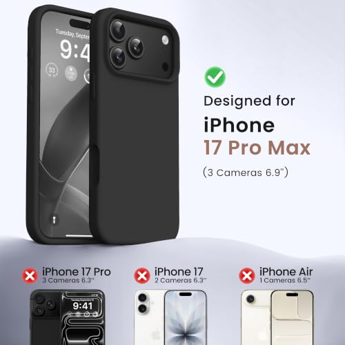 GONEZ Magnetic for iPhone 17 Pro Max Case, Silicone Cover Black - color: Black, size: Iphone 17 Pro Max