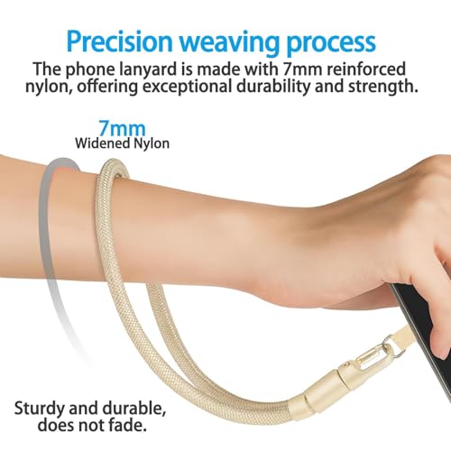 Adjustable Phone Wrist Strap, Slim Lanyard with Tether Tab Anti Drop Wristlet for and Smartphones, Nylon Hand Strap - color: Light Tan