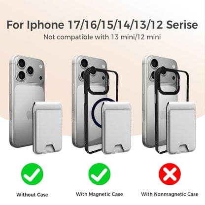 for MagSafe Wallet，Leather Magnetic Wallet for Phone with Adjustable Stand，5 Magnetic Credit Card Holder RFID Blocking for iPhone 17 16 15 14 13 12 Pro Max Air Series (Slim-Gray) - color: Slim-Gray