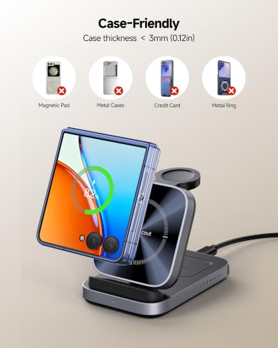 3-in-1 Wireless Charger for Z Flip 8/7, Charging Station for Galaxy Watch 8