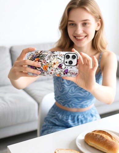 Jusy Magnetic Stained Glass Floral Case for iPhone 16e/17e, Bouquet | Compatible with MagSafe, Cute Aesthetic Flower Design, TPU and PC Protective Phone Cover - color: Bouquet