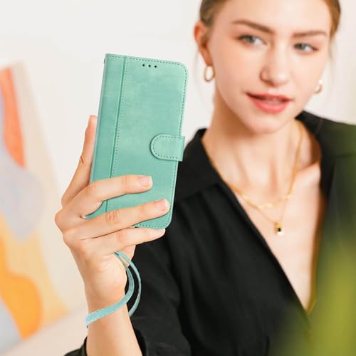 for Galaxy A17 5G Phone Case Wallet and Wrist Strap (Mint) | Card Holder Slots, PU Leather, Flip Cover, Magnetic Closure, Kickstand, Folio Protective, for Samsung A17 Case - color: Mint