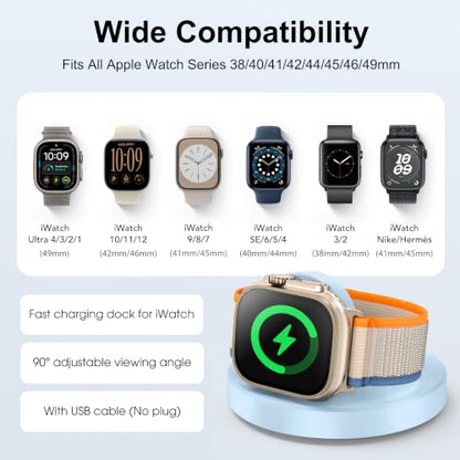 Upgraded for Apple Watch Charger, Foldable Travel Fast Charging Dock - color: Blue, size: USB A