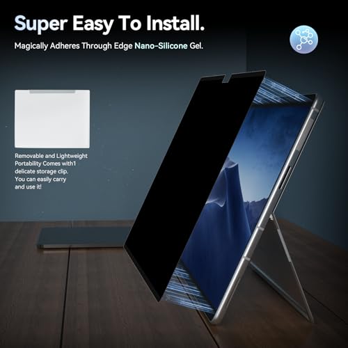 Privacy Filter Compatible with Microsoft Surface Pro 7 Plus/Pro 7/Pro 6/Pro 5/Pro 4/Pro 3, Easy On/Off 12.3 Inch Removable Anti Spy Glare Blue Light Privacy Screen - size: 12.3 inch Surface