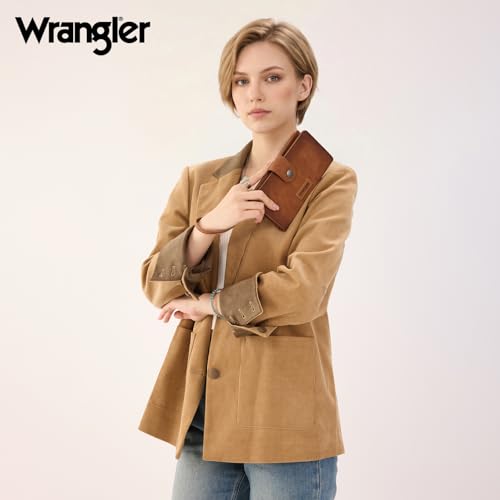 X Wrangler Wallets Women Minimalist Wristlet Wallets, Card Cases & Money Organizers Wallet Bifold with Phone Pocket - color: Brown