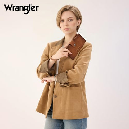 X Wrangler Wallets Women Minimalist Wristlet Wallets, Card Cases & Money Organizers Wallet Bifold with Phone Pocket - color: Brown