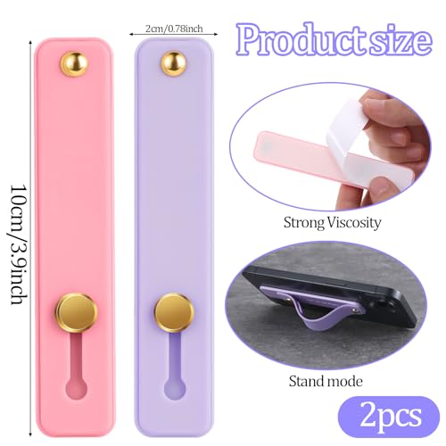 2 Pcs Loop for Phone Case Phone Loop Finger Holder Universal Portable Phones Finger Strap Phones Holder for Hand(Purple Pink)