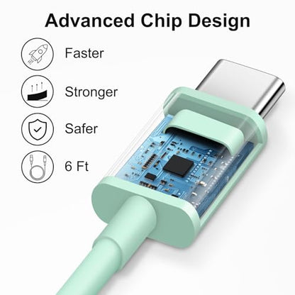 iPhone 17 16 15 Charger Fast Charging 6FT - 20W USB C Charger Block - color: Green, size: 6FT