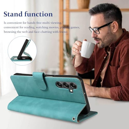 RFID Blocking for Samsung Galaxy S25 FE Case Wallet (Green) | 4 Card Slots, Soft PU Leather, TPU Inner Shell, Wrist Strap, Stand, Magnetic Folio Flip Cover, Shockproof Protective - color: Green
