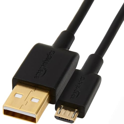 Amazon Basics USB-A to Micro USB Charging Cable, 480Mbps Data Transfer Speed, Gold-Plated Plugs, Compatible with Android Phones and Tablets, 6 Foot, Black - size: 6 Feet, style: 1 Pack