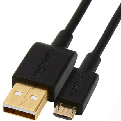 Amazon Basics 5-Pack USB-A to Micro USB Charging Cable for Android Phones and Tablets, 480Mbps Data Transfer, Gold-Plated Plugs, USB 2.0, 6 Foot, Black - size: 6 Feet, style: 5-Pack