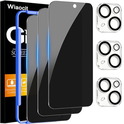 Wiaocit Tempered Glass Privacy Screen Protector for iPhone 15 - size: iPhone 15-6.1 Inch