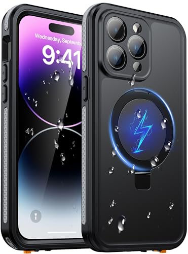 Oterkin Magnetic Stand for iPhone 14 Pro Case Waterproof IP68, Black - color: Black, size: iPhone 14 Pro