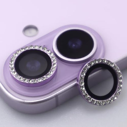 BONVAN for iPhone 17 Camera Lens Protector Bling Glitter Diamond Metal Crystal Tempered Glass Screen Accessories Rhinestones Lens Cover (Light Purple) - color: Light Purple