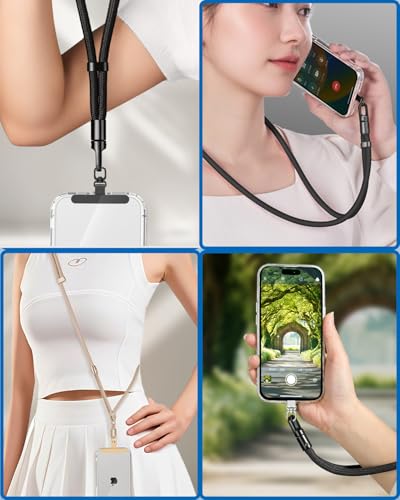 2 Pack Stainless Steel Phone Tether Tabs - Sturdy Universal Lanyard Patches for Phone Cases, 360° Rotatable Metal Phone Lanyard Tab, Anti-Loss & Prevent Phone from Falling（Black） - color: Black
