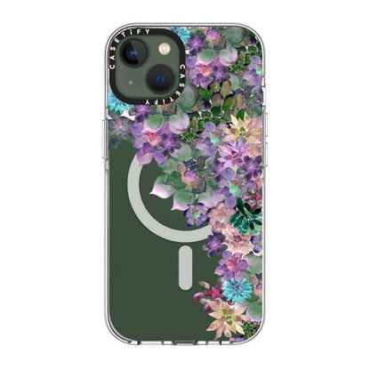 CASETiFY for iPhone 13 Case - Impact Clear Compatible with MagSafe | Not Yellowing | 6.6 ft. 3x Military Grade Drop Protection | MY SUCCULENT GARDEN | Clear - color: MY SUCCULENT GARDEN, size: Iphone 13 (6.1")