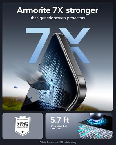 ESR 3 Pack for iPhone 15 Pro Privacy Screen Protector, Armorite | 7X Impact Absorption, 9H+ Tempered Glass, Anti-Spy, Easy One-Pull Installation, UltraFit Tray, Full-Coverage Protection - size: iPhone 15 Pro 6.1 inch