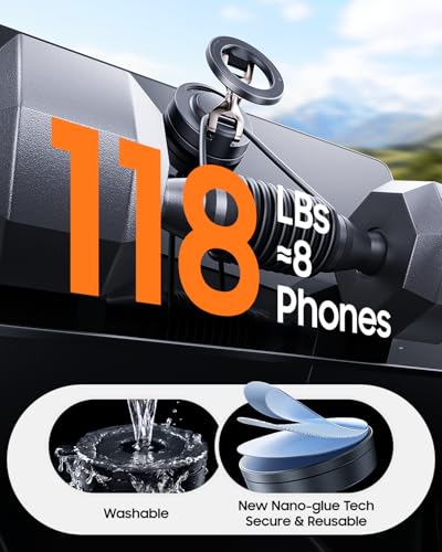 Meifigno for Magsafe Car Mount, [Metal Alloy Arm] Strongest Vacuum Suction & Magnetic Phone Holders for Your Car, Adjustable Car Phone Mount, Car Accessories for iPhone 17 16 15 14 13 12& Android