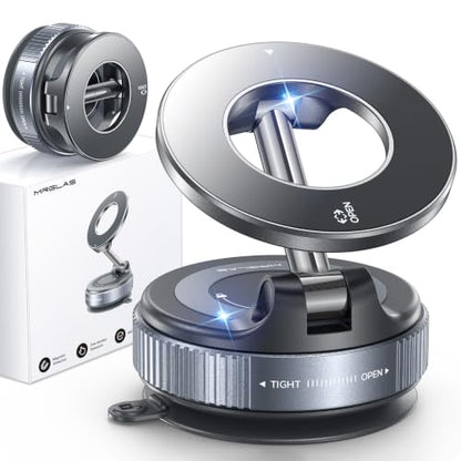 MRGLAS 2026 Upgraded for MagSafe Vacuum Car Phone Mount, 360° Adjustable - color: Dark Grey