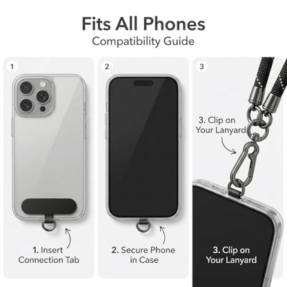 Phone Lanyard Wrist Strap Soft Rope Phone Strap Wrist Lanyard Heavy Duty - color: Black Reflective